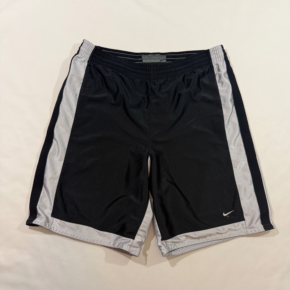 Nike Reversible Basketball Shorts Men L Black Grey Y2K Mesh Athletic Gym